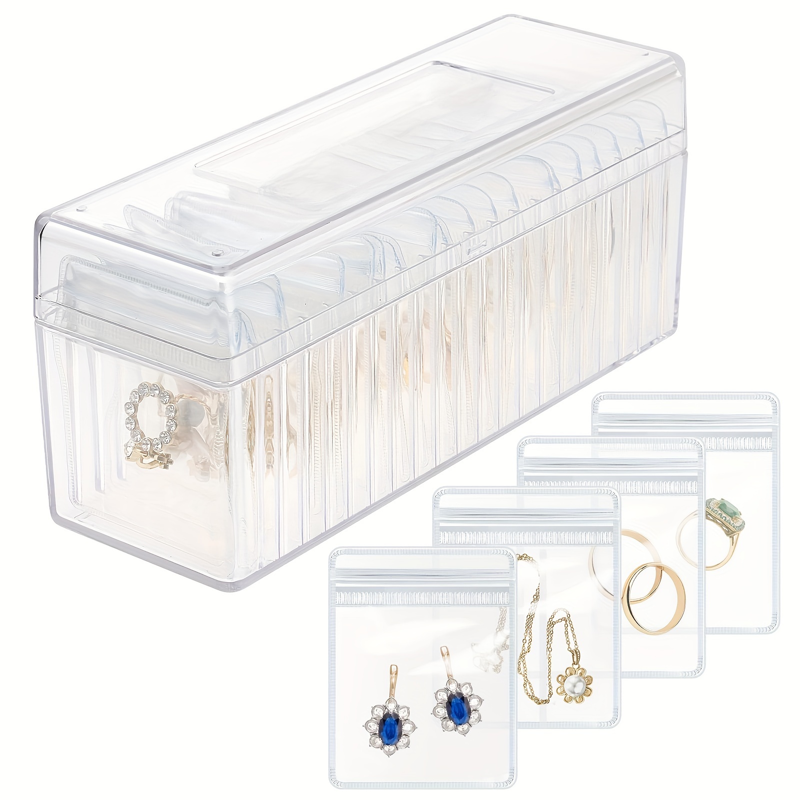 

Acrylic Jewelry Box Organizer, Clear Jewelry Organizer Holder With 20 Portable Anti Tarnish Jewelry Bags, Travel Jewelry Case For Earrings/rings/necklaces Gift For Women Girls