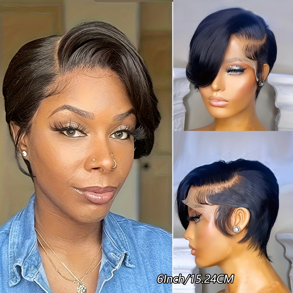 Natural Human Hair Wig Glueless Short Cut Bob Wig With 13&times;4x1 Lace Front, Pre- Baby Hair & Natural Hairline - No Glue Needed, Instant Wear For Women Suitable For & Hair Types