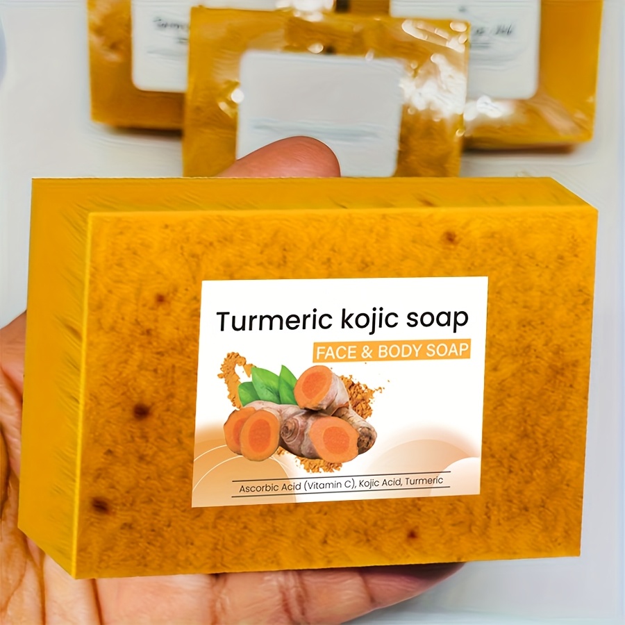 [Natural Turmeric Soap] Natural, Moisturizing 9 Bars of Turmeric Kojic Acid Soap + 4 Loofahs | Gentle for All Skin Types, Vitamin E & C, Collagen-Rich, Deep Cleansing Bath & Shower Bar, Skin Care Essentials