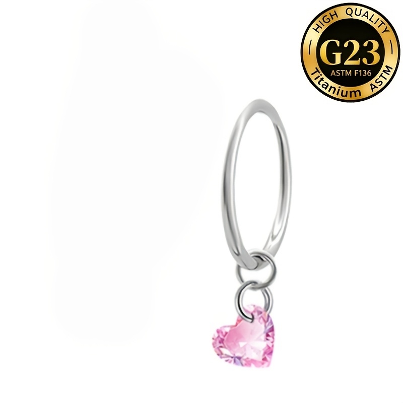 Women's Heart-shaped Drop Nose Ring with Hypoallergenic Clasp