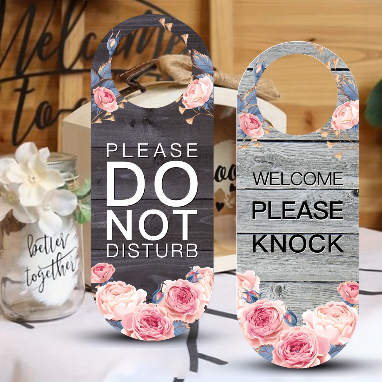 

1pc Do Not Disturb Door Hanging Sign, Welcome Please Knock Sign, Do Not Disturb Door Sign Pvc Plastic, Mother's Day Valentine's Day Anniversary Gifts, Suitable For Home Office Hotel Bathroom Bedroom