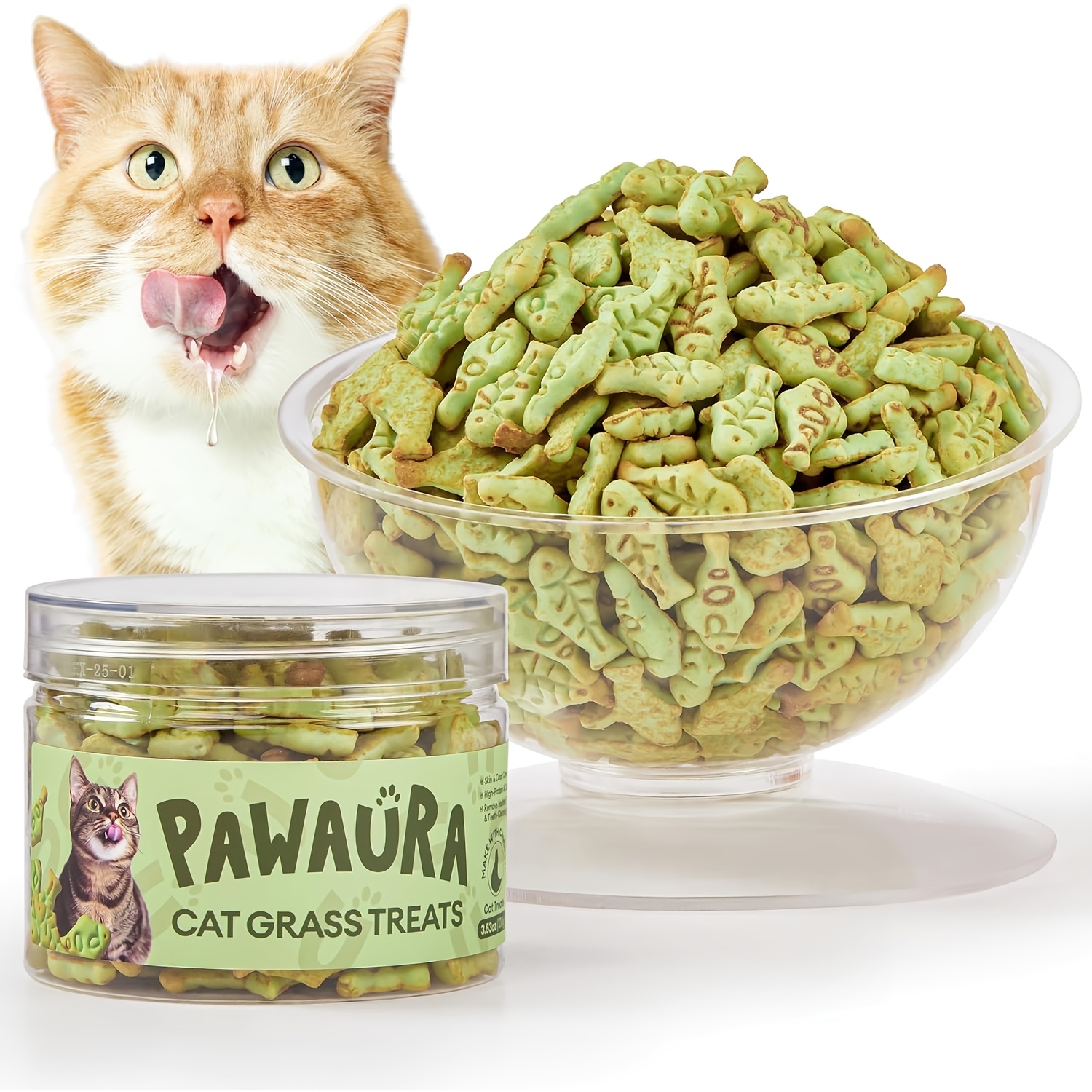 TEMU Cat Grass Chicken Cat Treats | Freeze Dried Dental Biscuits For Hairball Control, Digestive Support & Relax, Cat Grass Chew Sticks