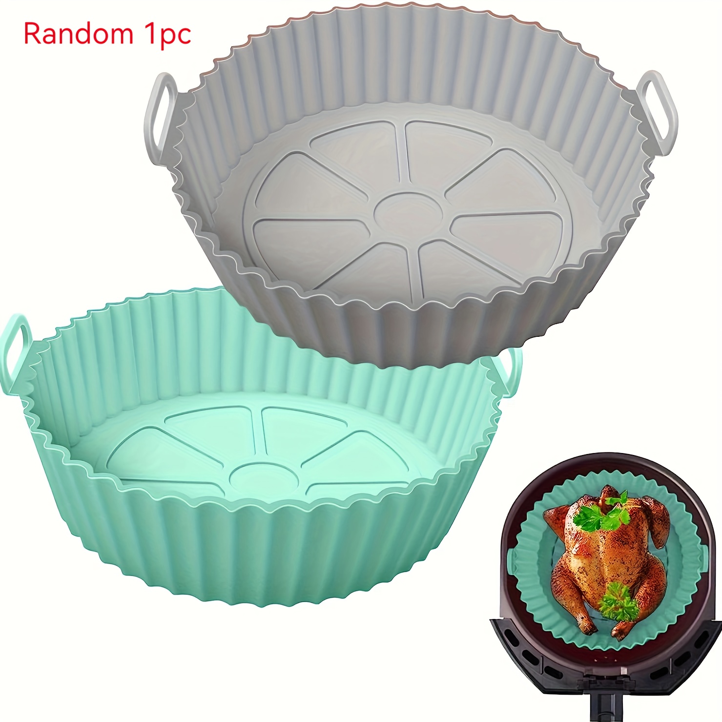 

Reusable Silicone Air Fryer Basket Liner - 1pc, Easy-clean, Pot Accessory, Food- Fryer Liner, Compatible With , Resistant For Frying, Baking, And Cooking