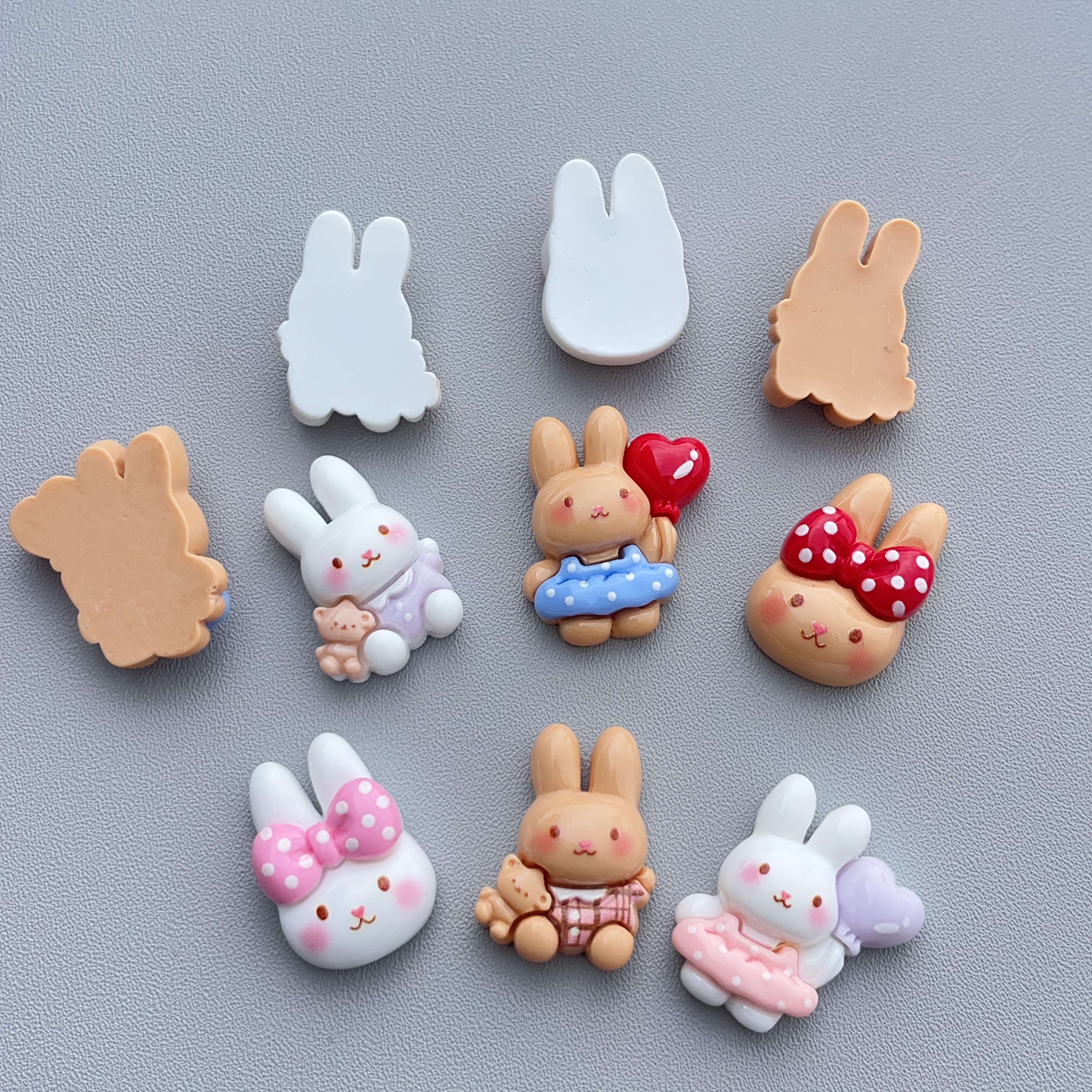 TEMU 10 Mixed Rabbit Handmade Resin Additions Patch Flat Back For Making Handicrafts Such As Earrings, Hair Additions, And Decorative Stickers