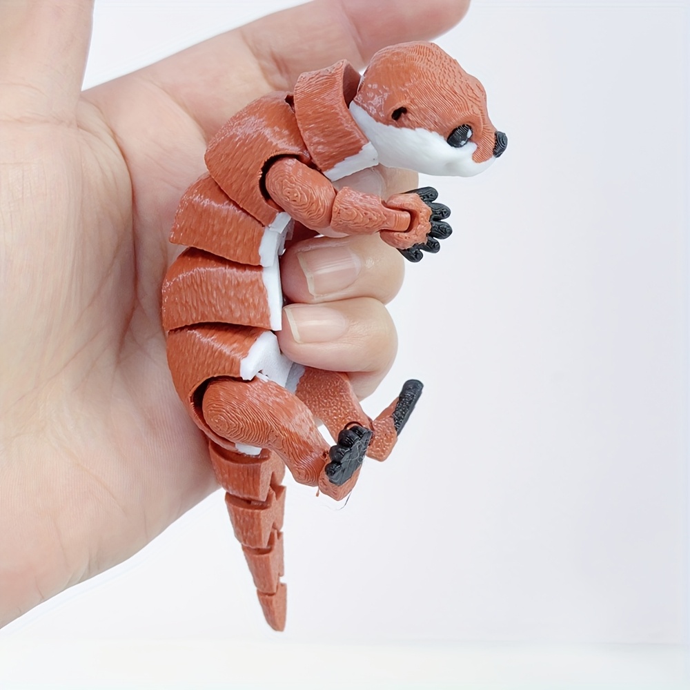 1pc 3D Printed Cute Otter Model with Movable Limbs, Swinging Plastic Animal Sculpture for Creative Desktop Decoration