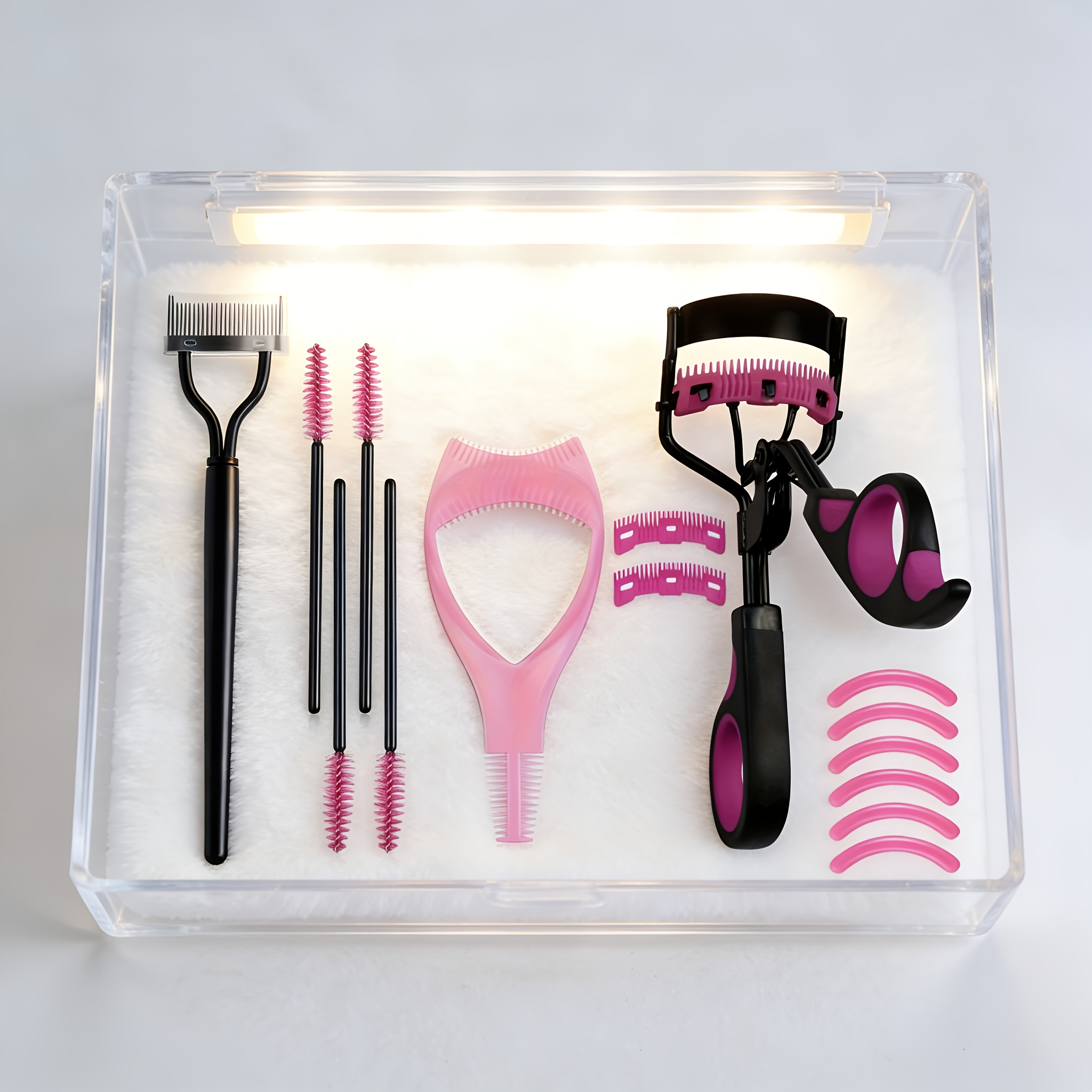 TEMU Eyelash Curler With Comb And Eyebrow Makeup Tool Set, Stainless Steel Eyelash Separator, 3-in-1 Multifunctional Eyebrow Card, Eyelash Brush,