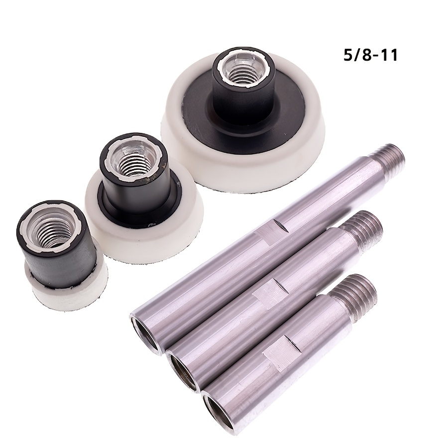 TEMU 6pcs Of 5/8"-11 Rotating Polishing Pads With Threaded Extension Shafts, Compatible With Rotary Polishers, Automotive Polishers, Polishing Pads,