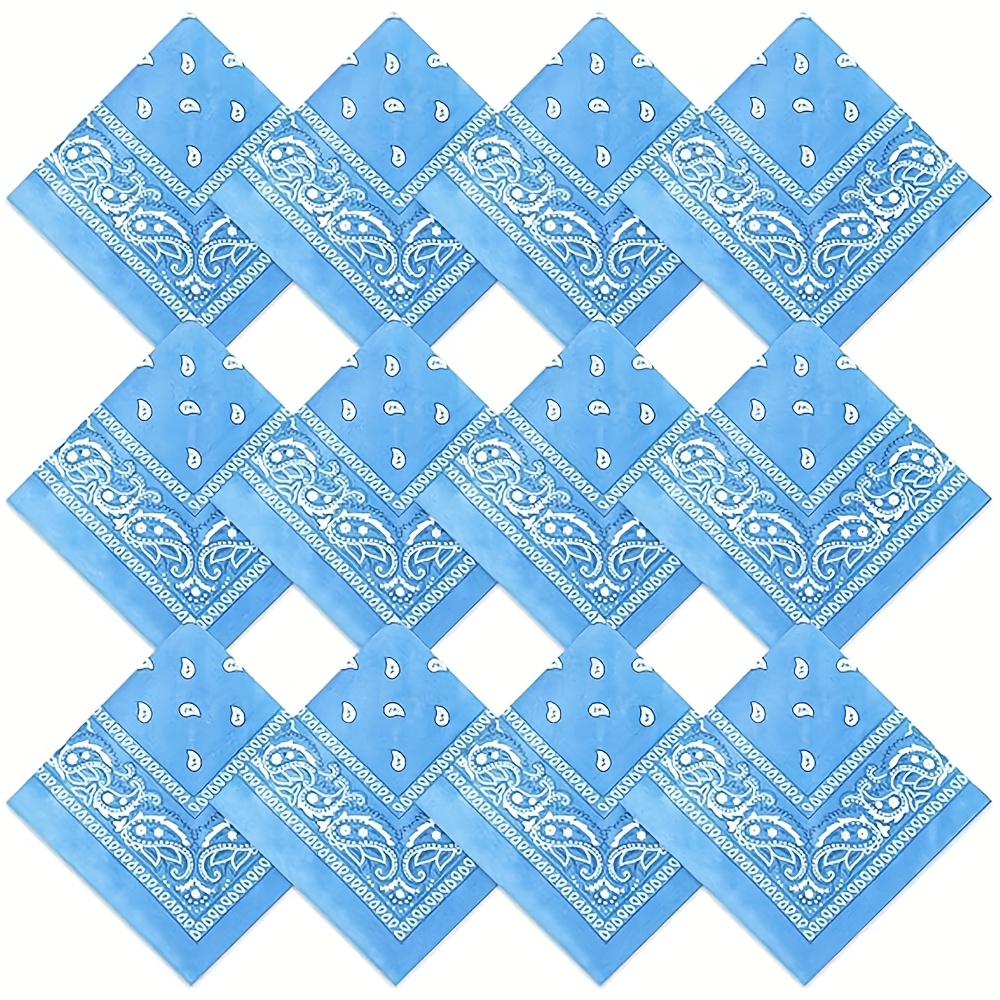 TEMU 12pcs Large Handkerchief Set, Multi-functional Outdoor Bandana Hair Additions, 21.65 X 21.65 Inch Paisley Scarf Unisex
