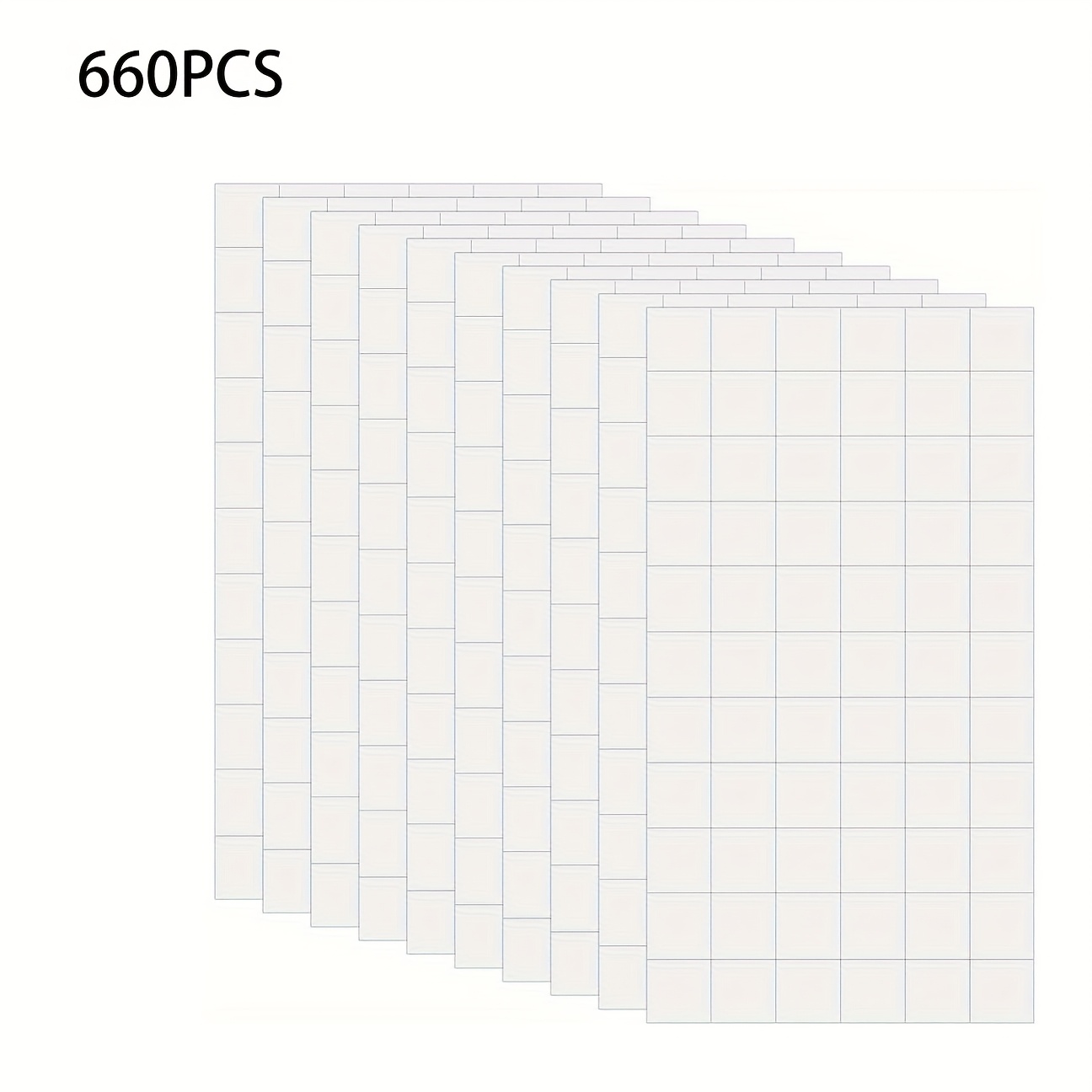 TEMU 660pcs Double-sided 3d Tape | 10 Sheets Of 0.47x0.47 Inch Tape For Crafts And Office Supplies