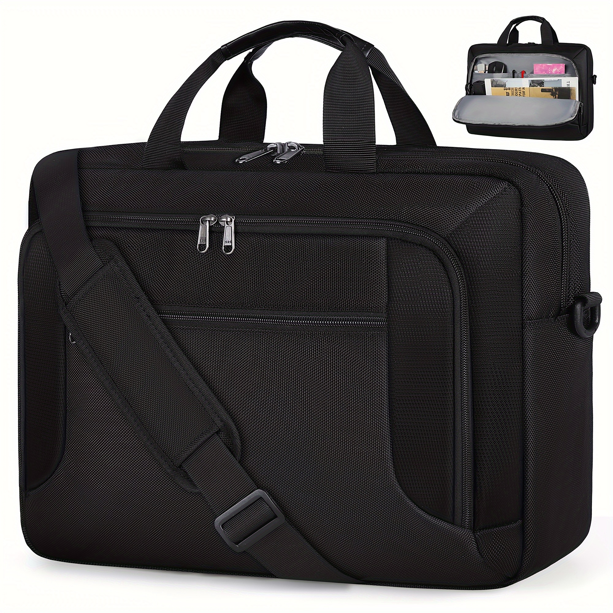 

Dakuly 17.3" Laptop Briefcase - Waterproof, Tsa- Polyester Computer Bag For , Adjustable Shoulder & Crossbody Strap, Multiple Compartments, Black, Dakuly