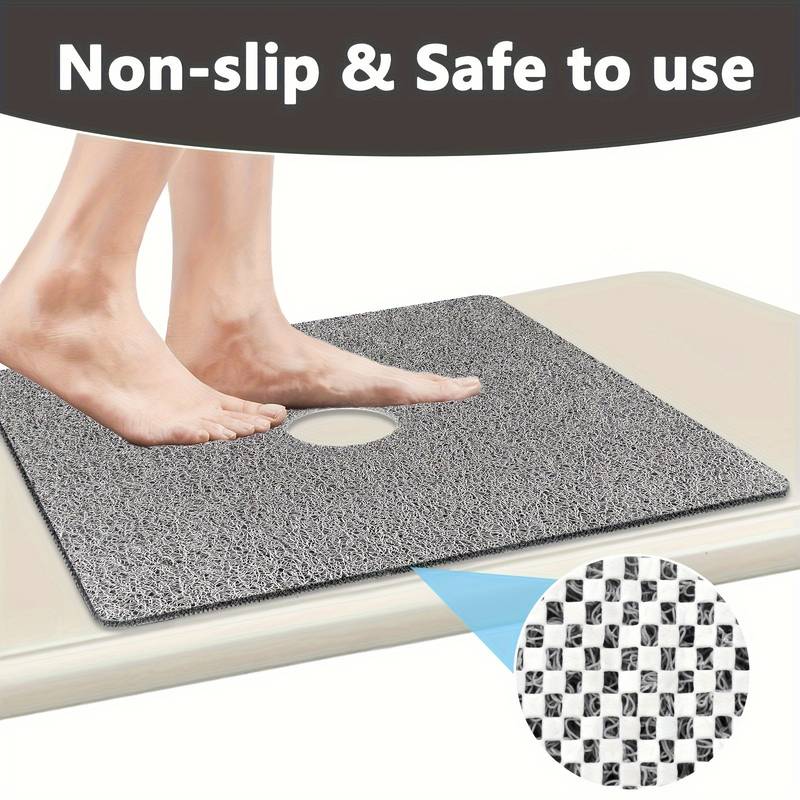 Tapis De Douche Antidérapant En Forme D'éventail - Texture Luffa, Drainage Rapide, PVC Résistant (90cm)