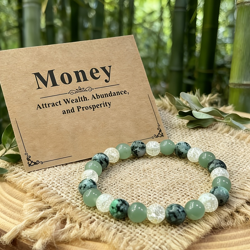 E-shop Armband für , Fülle Wohlstand, im Bohemian-Stil, aus 8 mm grünem Aventurin afrikanischer , handgefertigter elastischer spiritueller Schmuck,
