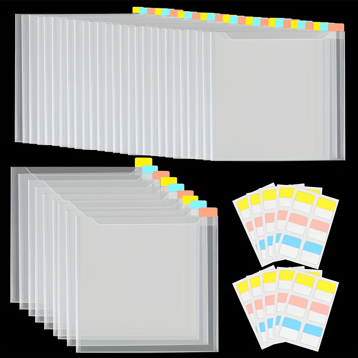 

Scrapbook Paper Storage Set: 10/36 Pcs 6x6inch Transparent Bags With 60pcs Sticky Index Tabs - Tear-resistant, Acid & Pvc Free, Perfect For Organizing Scrapbook Papers, Cardstock, And Vinyl Sheets