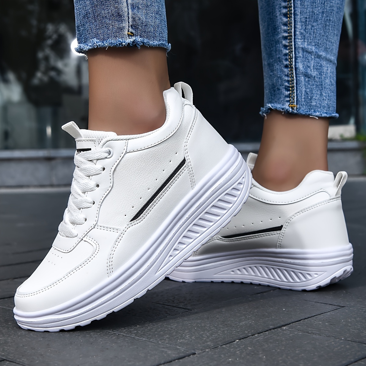 Plateau Sneaker Stoff Sneaker Damen Weisse Winter Sneaker