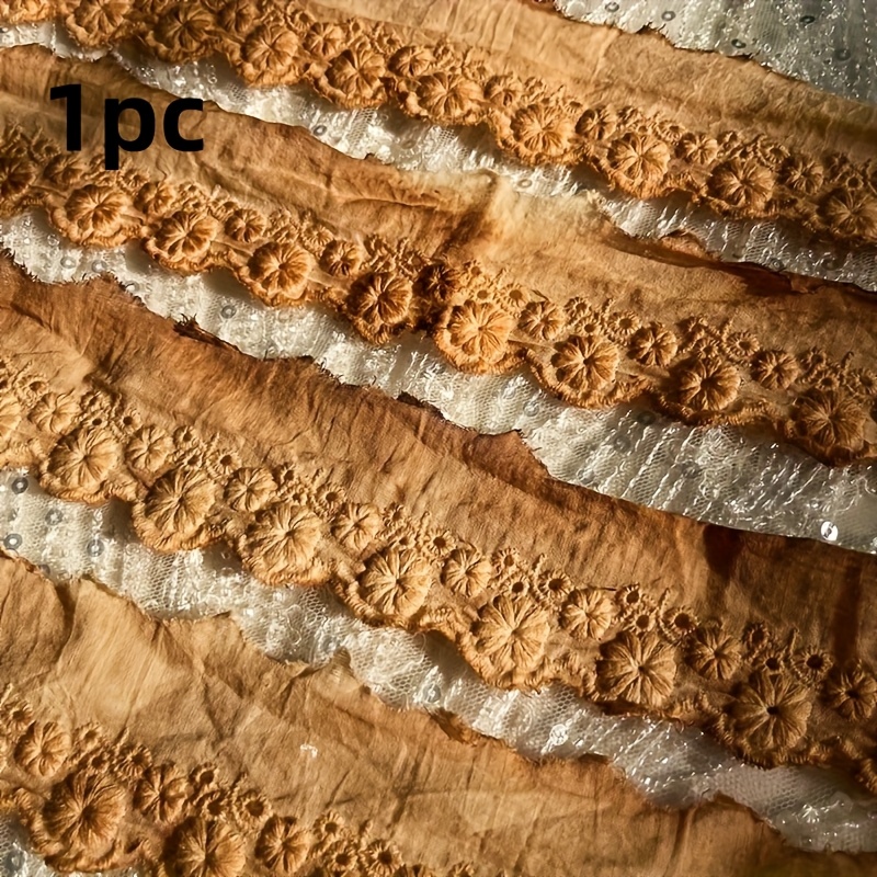 TEMU Vintage Lace Ribbon - Handmade Vintage Floral Pattern Fabric For Crafts, Sewing And Home Decor