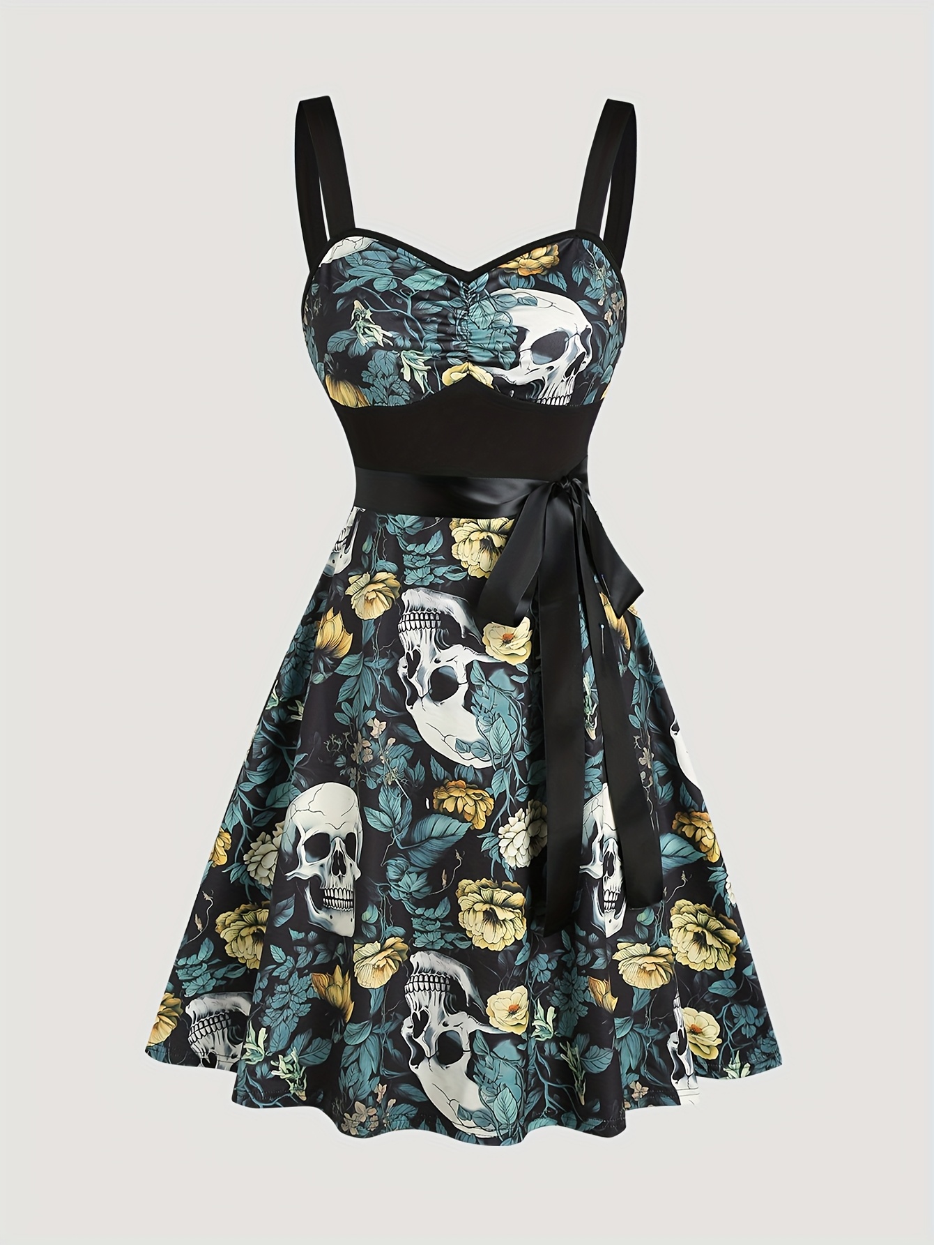 white christmas dresses Black Halterneck Sleeveless Skull Print Irregular Women's Punk Dress –  LolitaInside