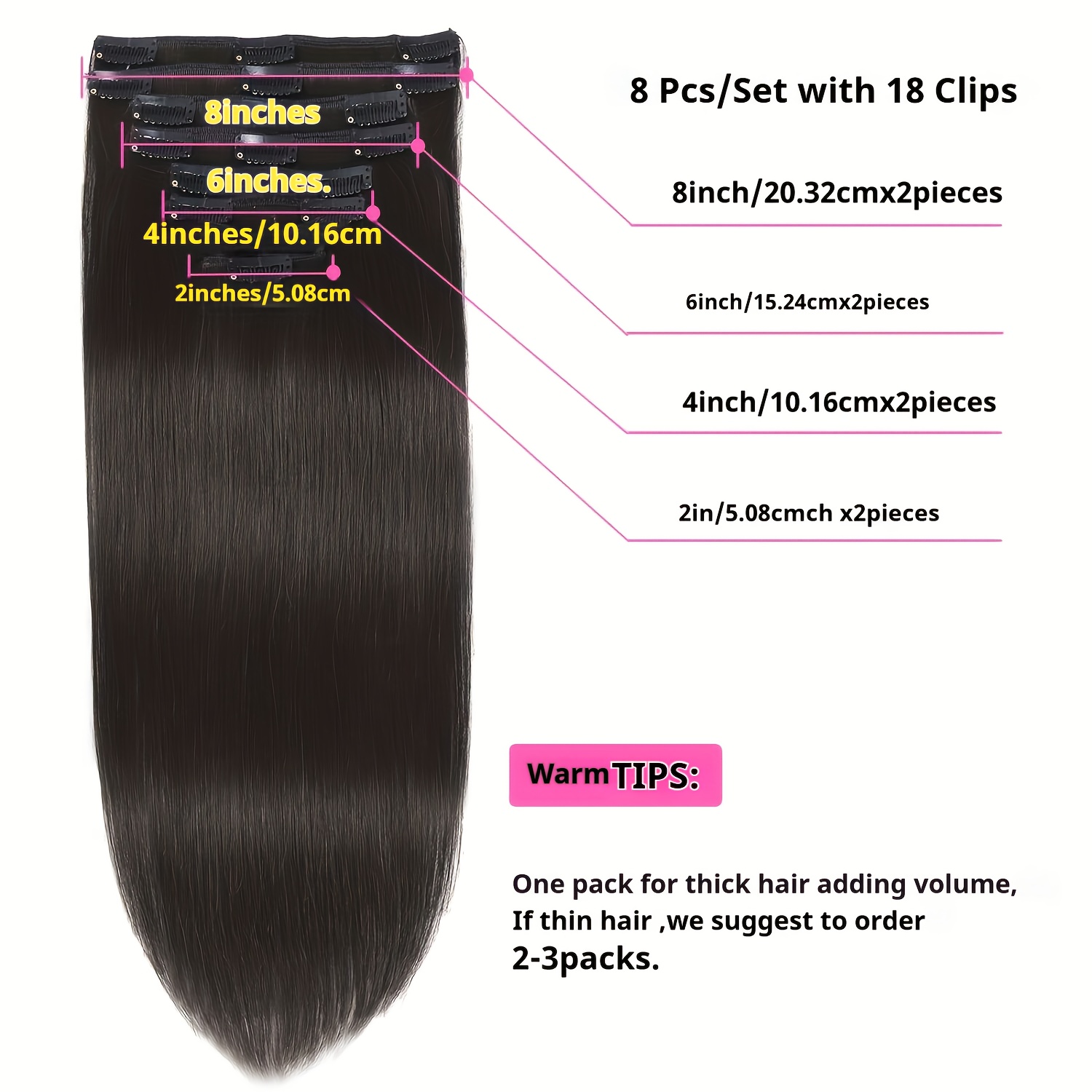 Straight Clip In Hair Extensions Real Human Hair Clip Ins Hair Extensions For Women 8pcs Clip On Hair Extensions 18 Clips Double Weft Brazilian Natural Human Hair 120g