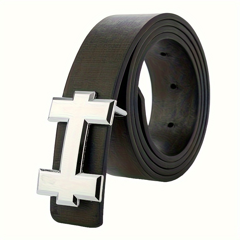 

H Alloy Buckle Belt For Men And Women, Fashion Casual Belt, Ideal For Gift