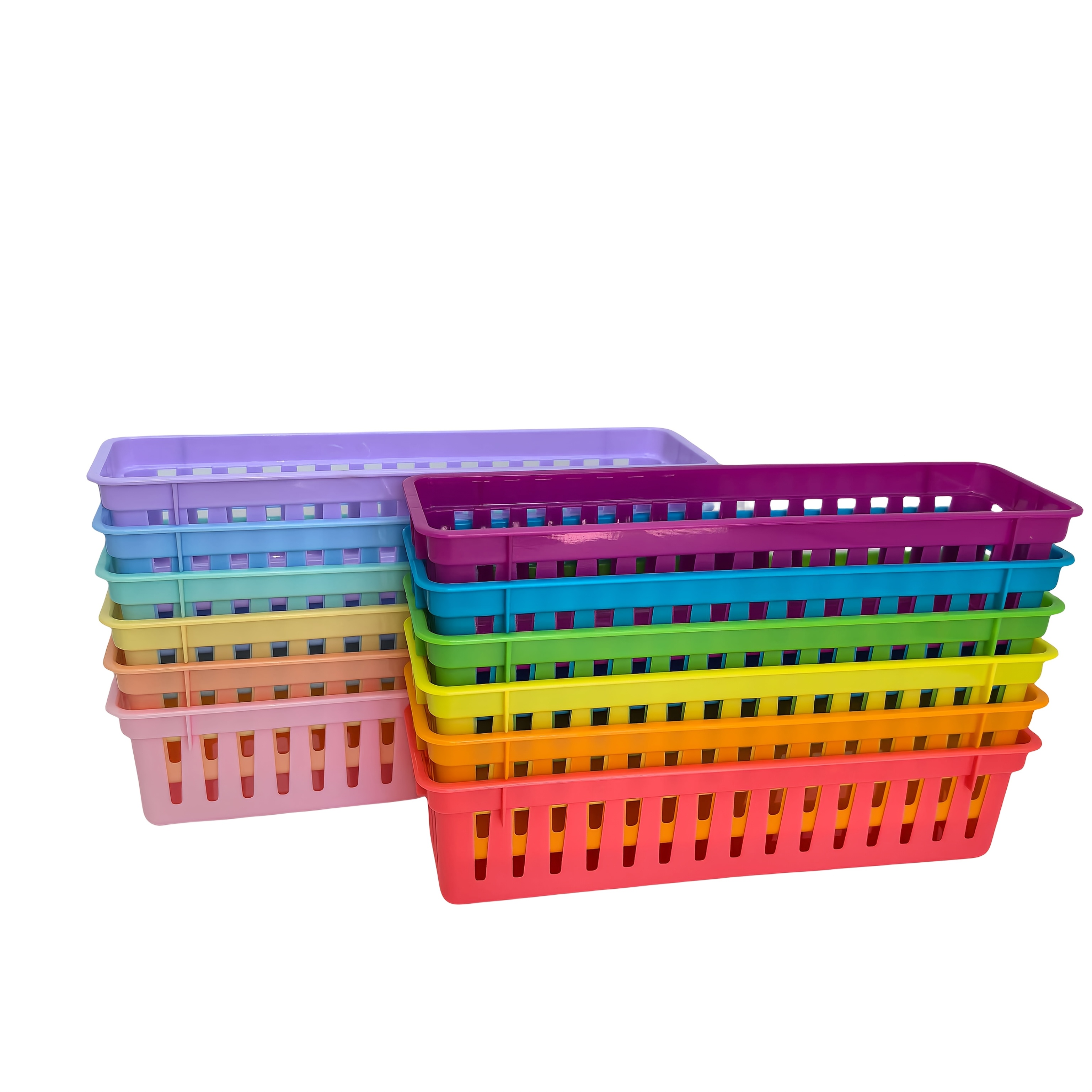 

6pcs Classroom Pencil Basket, Storage Basket, Crayon Basket, Plastic Pen And Small Miscellaneous Storage Basket. Suitable For Classroom, Desk, Drawer, Office Organization