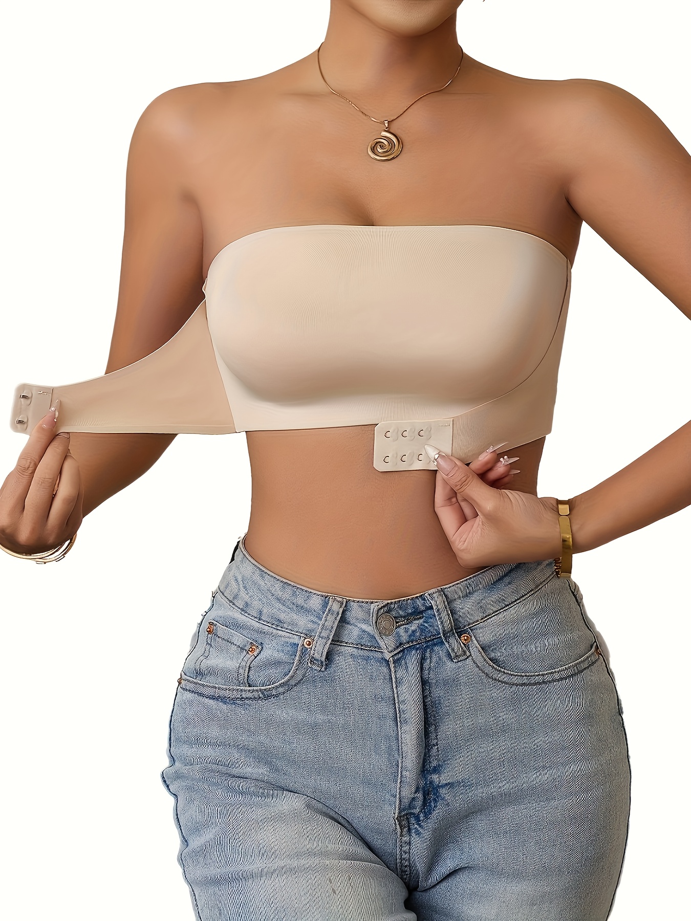 1 Seamless Strapless Women'S Bra, Women'S Tube Top Invisible Anti-Exposure Non-Slip Seamless One-Piece Inner Bra, Tube Top Non-Slip One-Line Small Chest Push-Up Bra, Elegant And Comfortable Fit