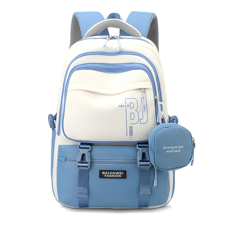 TEMU Trendy Versatile Men's Women's Backpack, Korean Style Multi-pocket Large Capacity School Commuter Bag