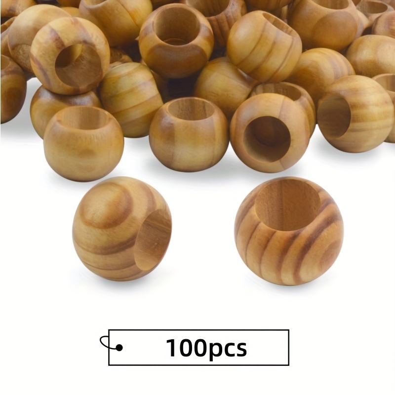 0.78in Wooden Beads 100pcs 20mm Diameter Round Loose Spacer Beads Large Hole 10mm Wooden Craft Beads With Beautiful Grain For Handmade Decorations