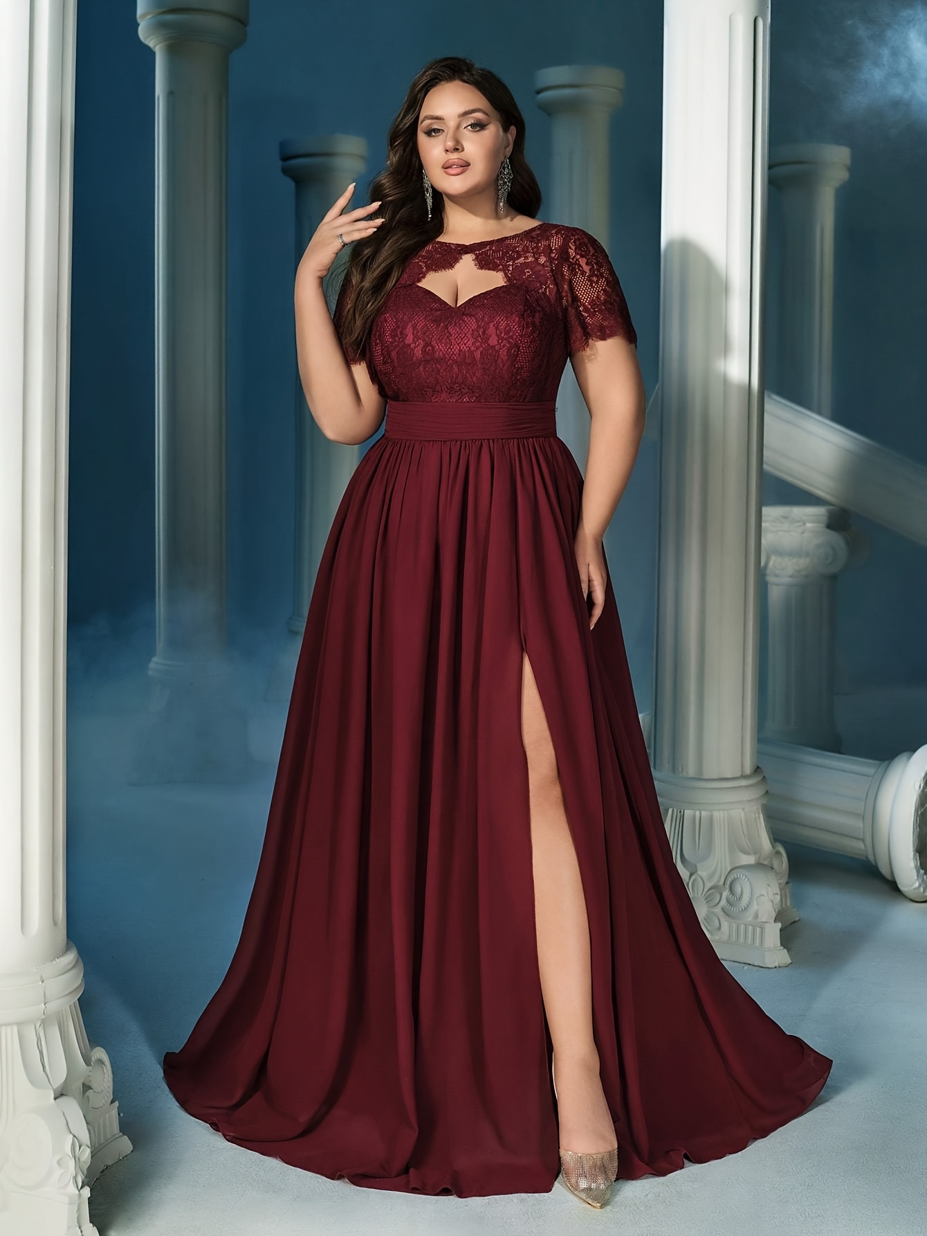 burgundy party dresses Burgundy Fitted Sweetheart Maxi Beaded Formal Evening Dress 42