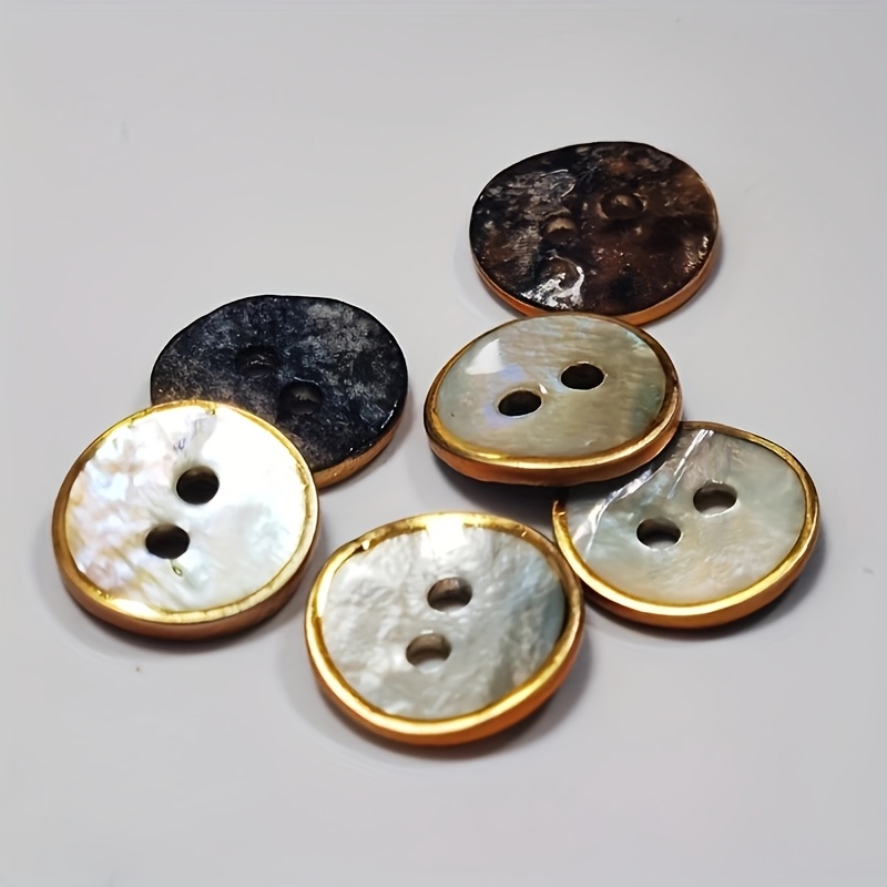 12pcs Round Double Hole Shell Buttons with Unique Texture