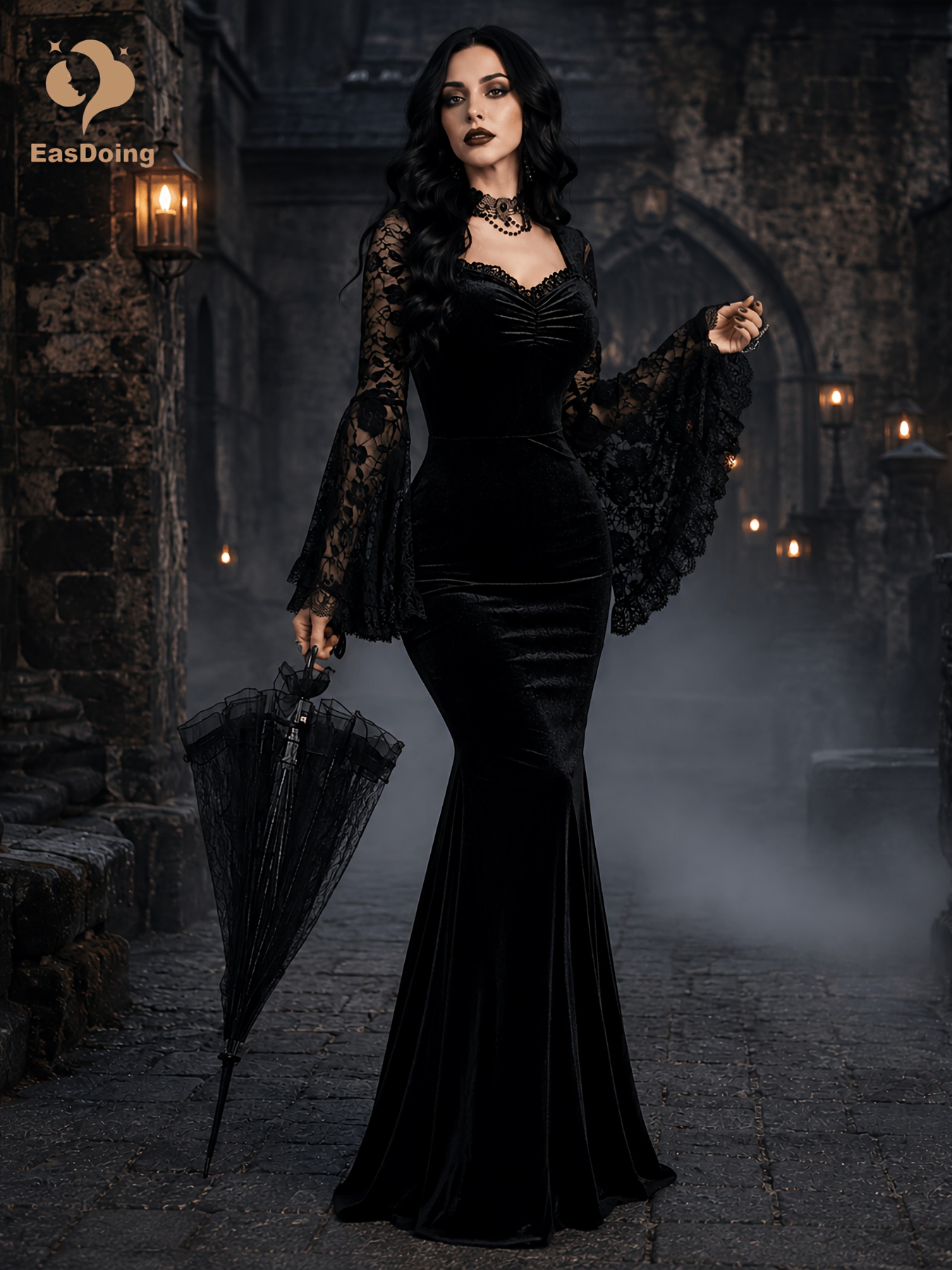 goth long black dress gothic sold on Temu United States Mini