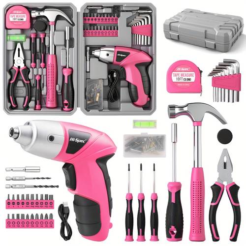 item picture hi household 3 6v electric screwdriver tool set handheld usb rechargeable low power power tool portable multi scene tool kit compact diy household repair tool womens toolbox