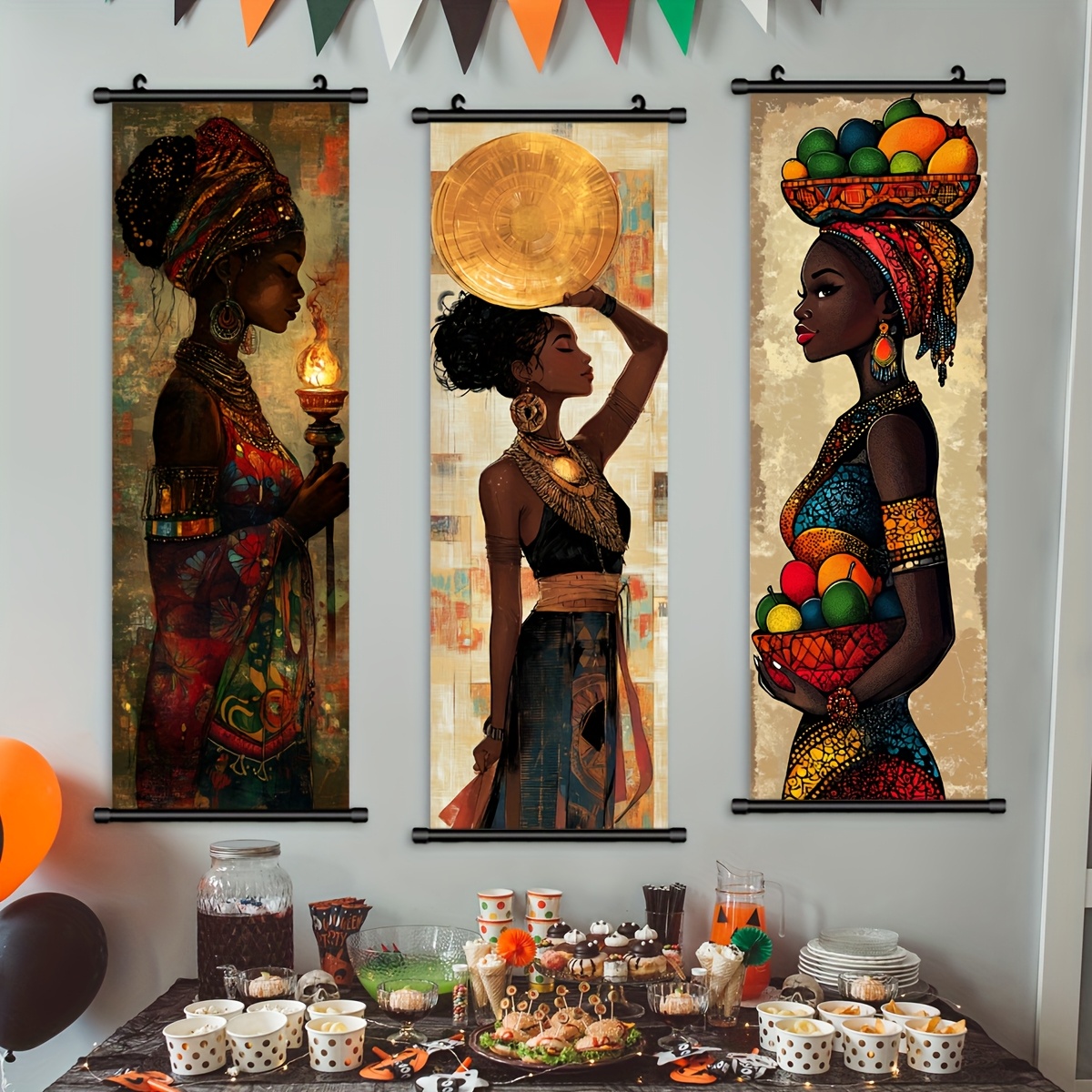 TEMU Conjunto de 3 Piezas de Pinturas de Mujeres Africanas Sin , Póster de Art Deco, Decoración de Pared para , Regalo Ideal para , Decoración