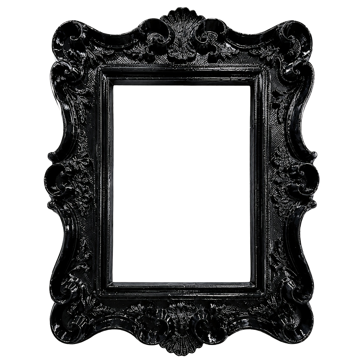 TEMU Cadre Photo Décoratif Noir Rétro Baroque, Décoration Murale Bordure en Relief Cour Européenne, Cadre Photo Salon Chambre à Coucher, Ornement d'