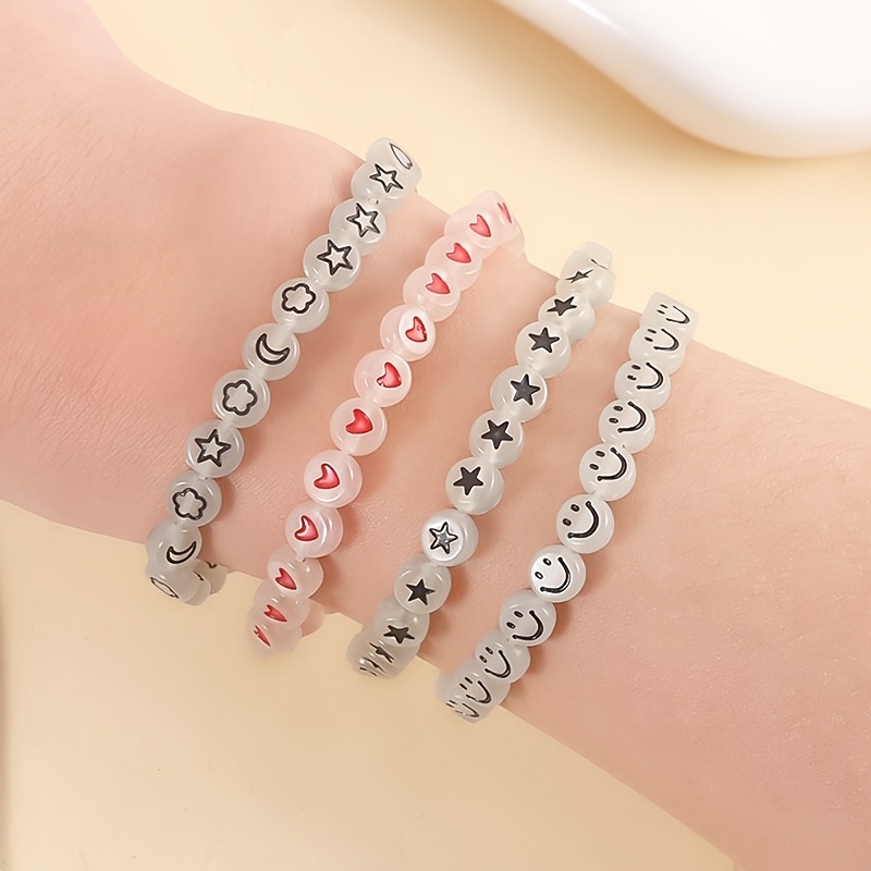 4pcs Luminous Beaded Bracelet Set Glow in the Dark