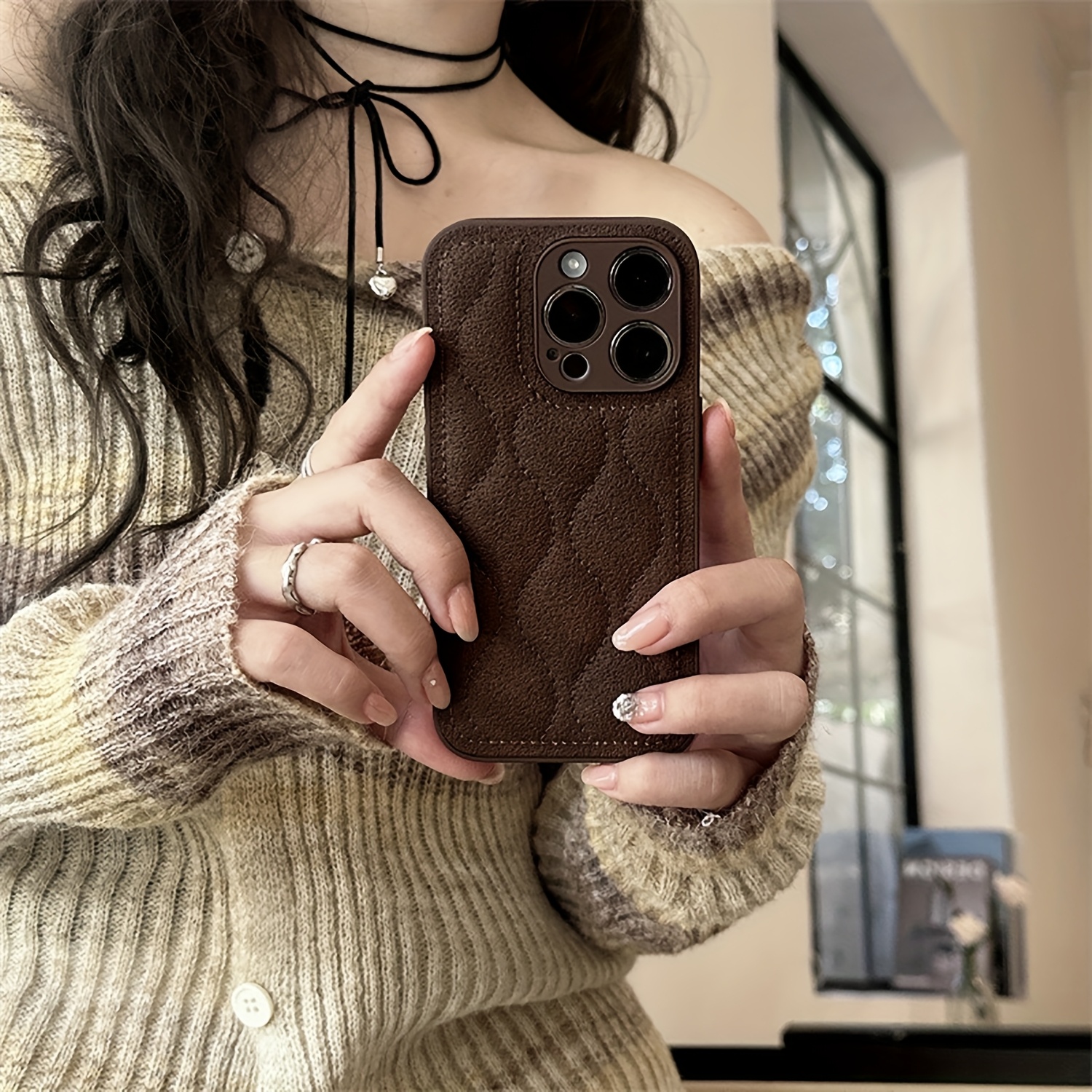 TEMU Phone Case - Meteorite Brown Down Phone Case For For Iphone17promax Case/for Iphone16promax Case/for Iphone15promax Case/14pro Case /13pro