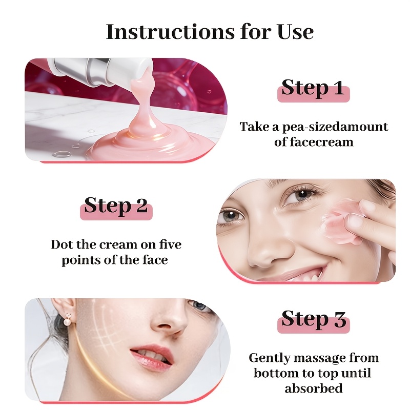 Cremă Instant cu Niacinamidă și Acid Hialuronic pentru Lifting și Fermitate, cu Colagen, pentru un Aspect Mai Ferm al Pielii Faciale, Fermitate Puternică, Hidratare Profundă și Hrănire a Pielii Faciale, Spune Adio Securității și a Pămâii, Potrivită pentru Toate Tipurile de Piele