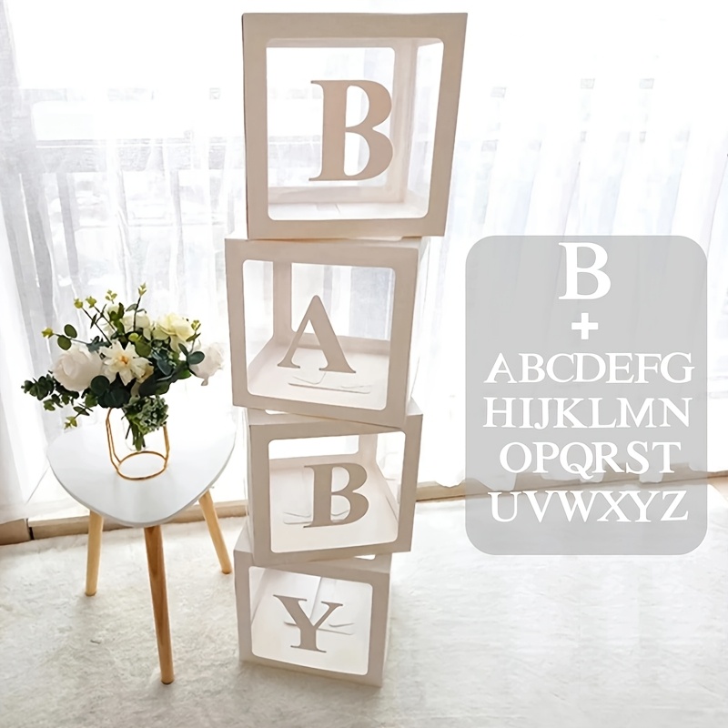 

31pcs Transparent Letter Boxes Set, Decorations, Party Decor, With 27 Letters (a-z + B) For Weddings, Bridal & Baby Showers, Birthdays, Baptisms & Celebrations