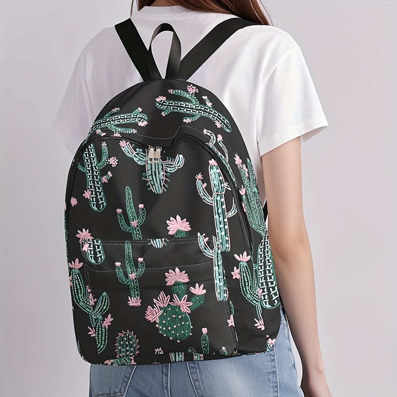 Mochila de Gran Capacidad con Estampado Floral de Cactus, Ideal para Compras, Viajes y Trabajo, Apta Tanto para Hombres Como para Mujeres