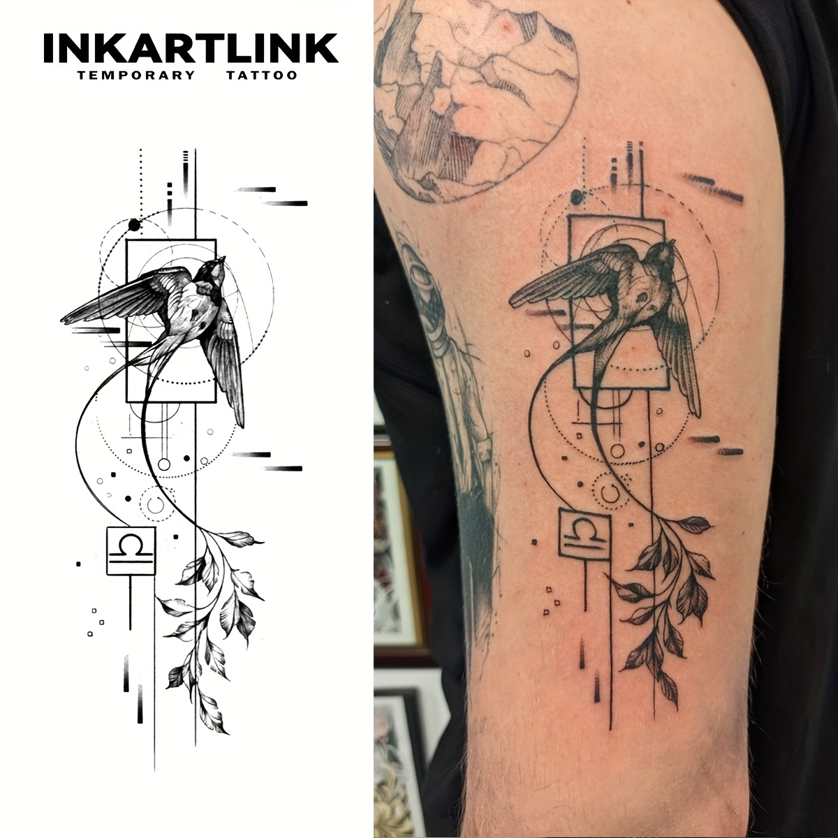 Image of Inkartlink Is A Technology For Tattoos, Featuring Geometric Carrying Leaves. It Semi-permanent And Temporary Tattoos That Are Durable, Waterproof, And Provide An Authentic Tattoo