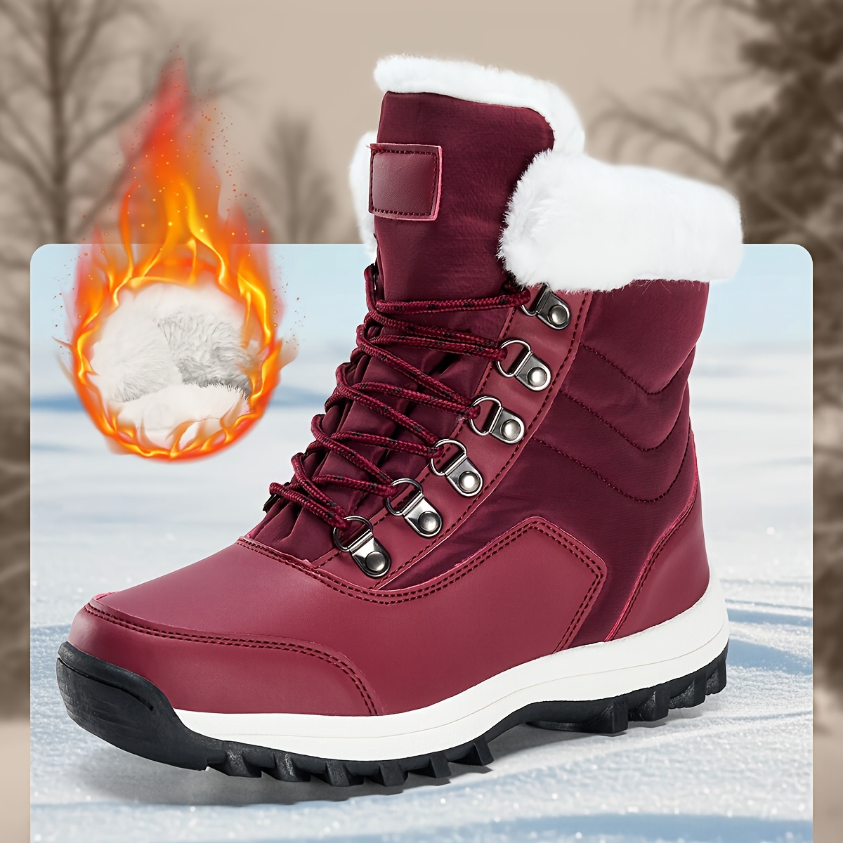 Temu – TEMU Winter Women’s Outdoor Snow Boots, Anti-cold Warm Padded High Top Boots, Non-slip Comfortable Hiking Boots