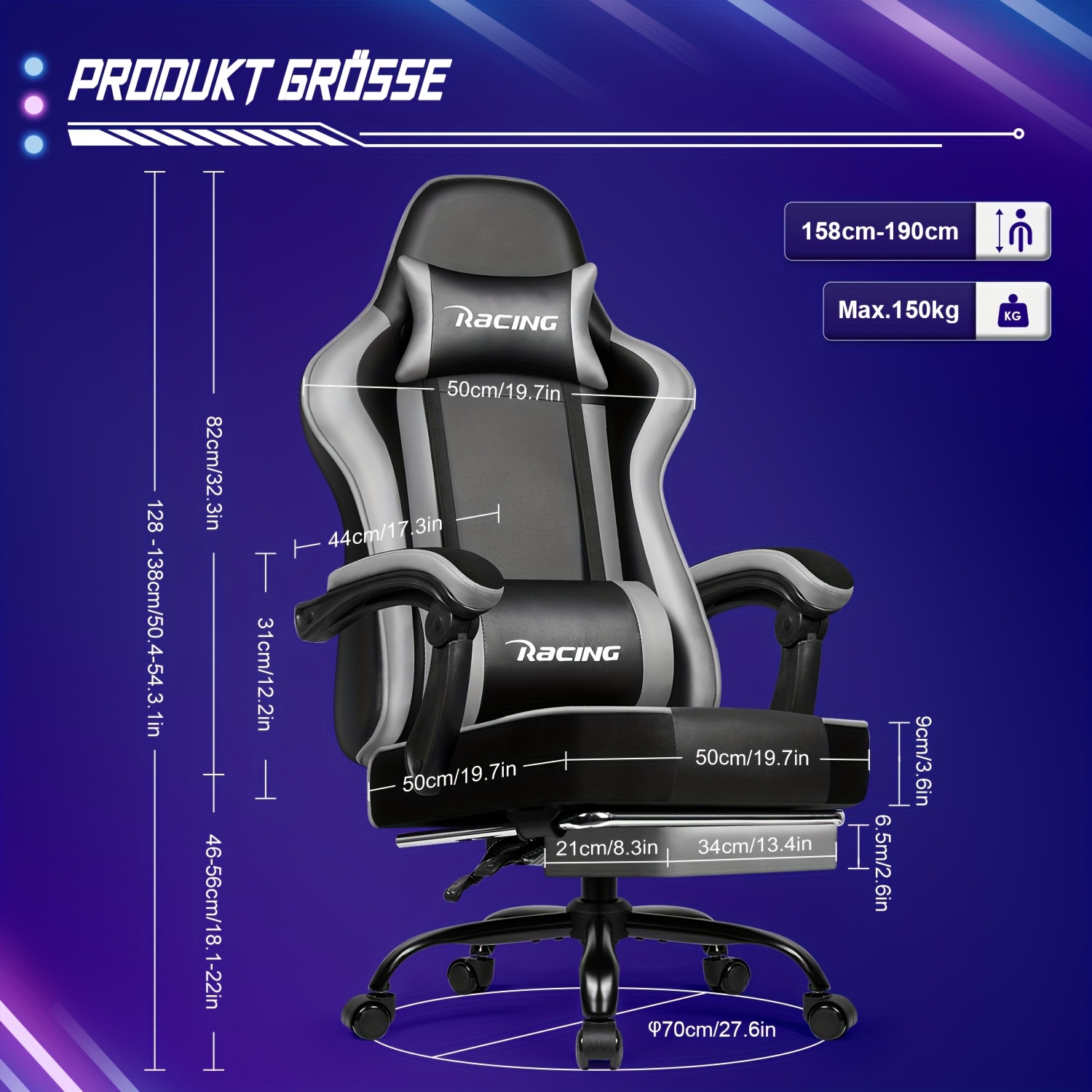 Gronfont Gamingstoel met voetensteun