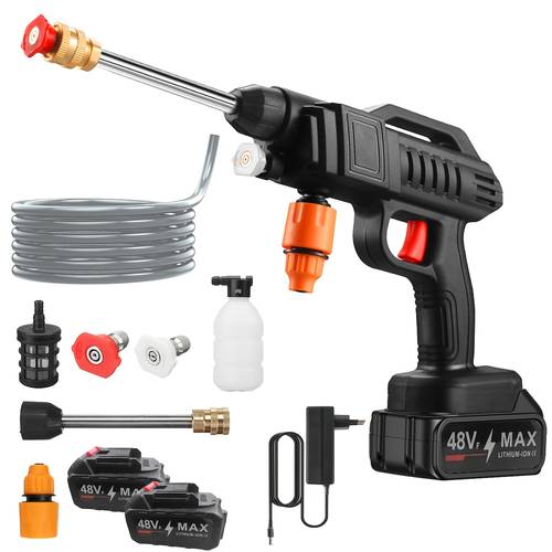 machine à laver portable 50bar, pistolet à eau, outils de nettoyage, avec 2 piles, multifonctionnelle, laveuse fil pour nettoyer , les clôtures, les , et de compagnie
