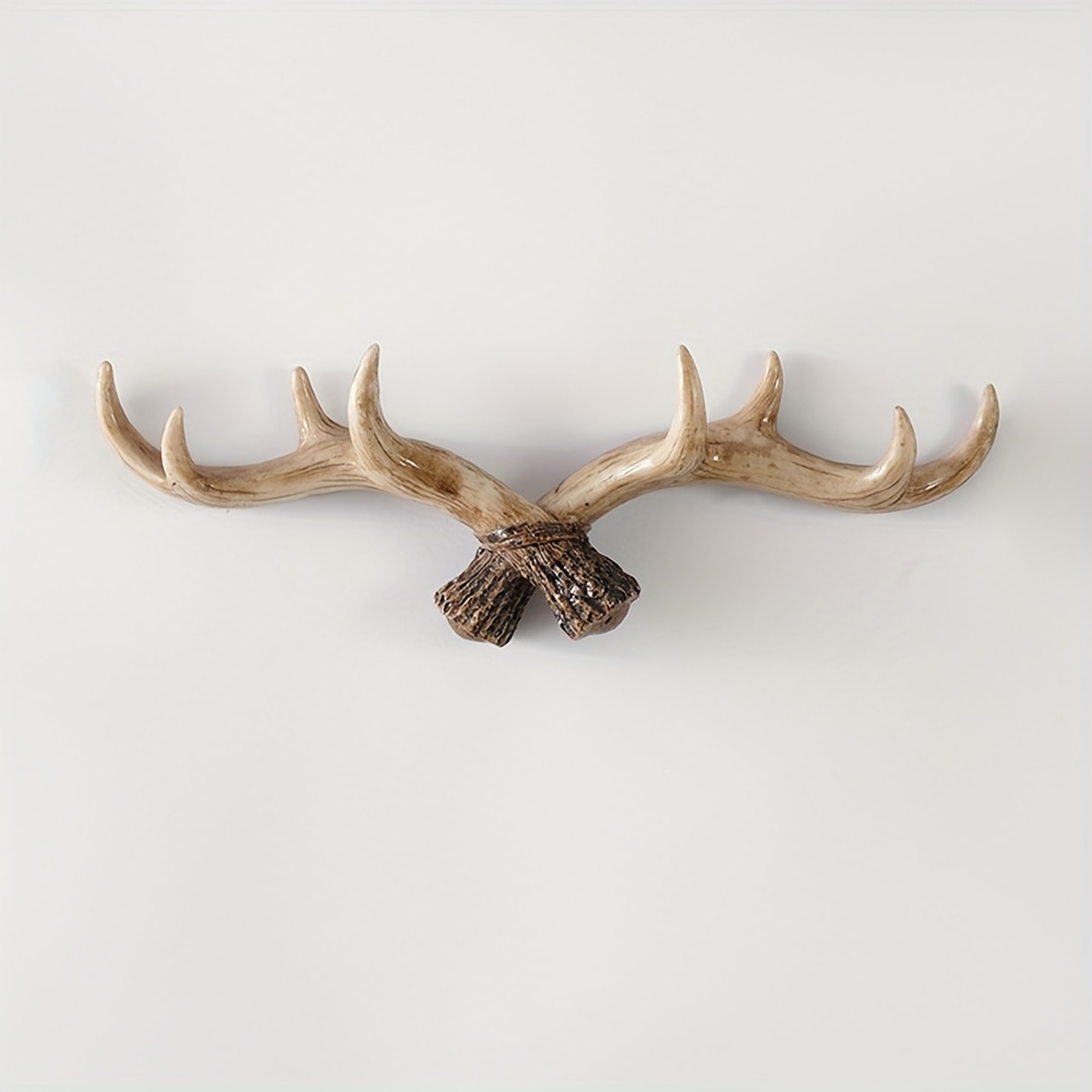 TEMU 11in Wall Hooks Deer Antler Rack Wall Mounted Clothes Hanger Scarves Towels Key Holder Antler Wall Decoration