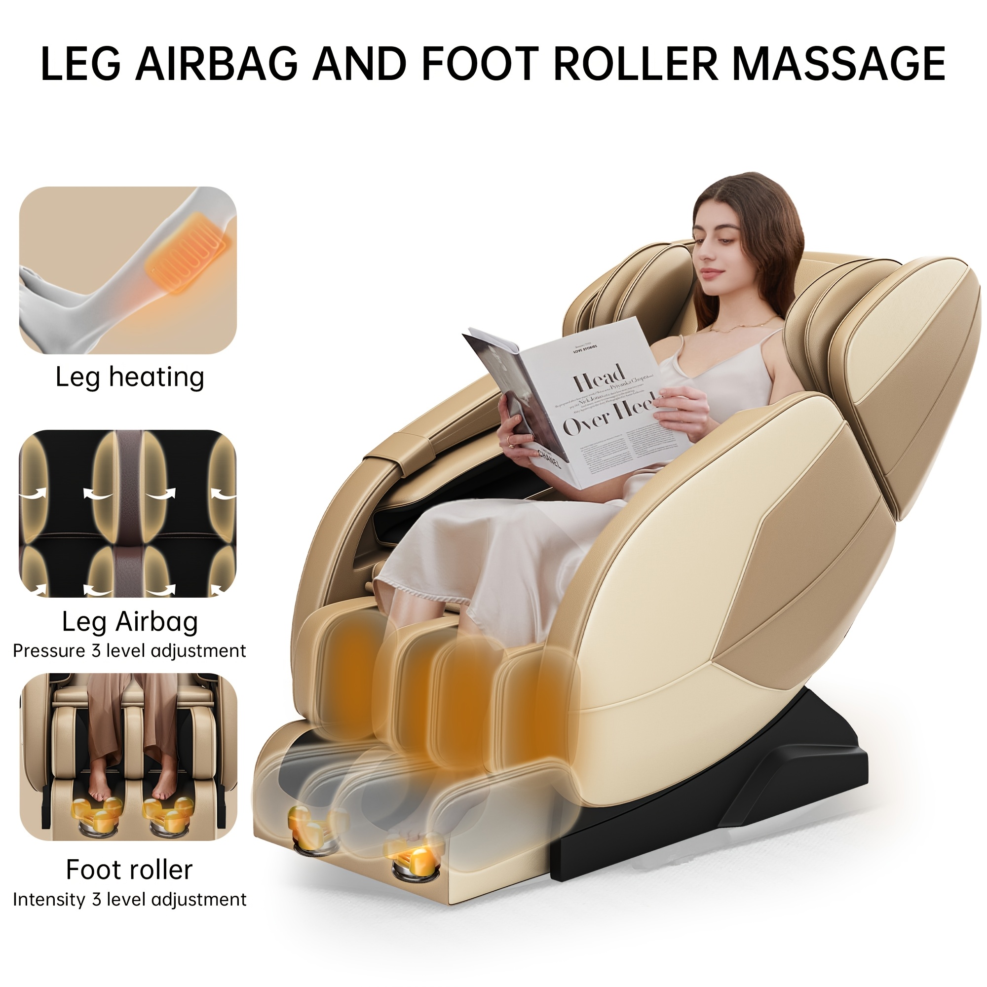 massage chair recliner full pressure, heat, vibration, and