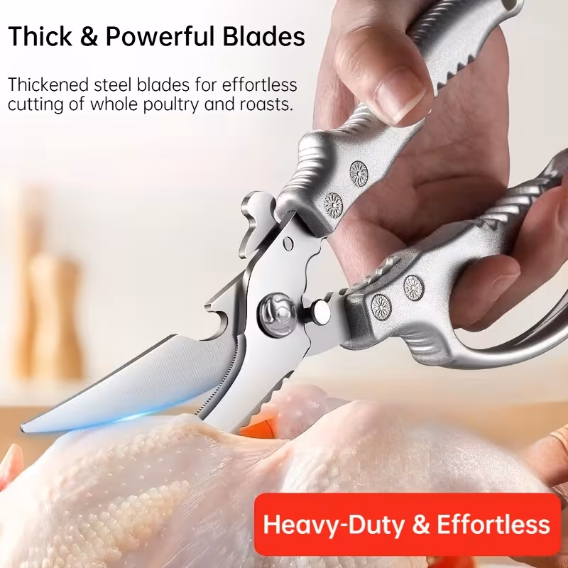 bone breaking multi purpose kitchen shears effortless poultry shears with non slip handle poultry fish and shrimp tool essential for home kitchens turkey shears for christmas details 0