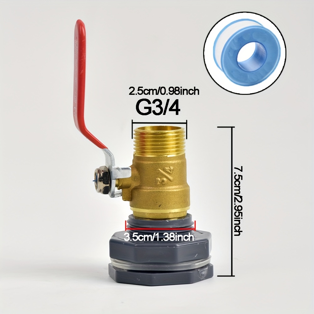 Image of Rain Spigot Kit With With 1/2" 3/4" 1" Brass Male Threaded Ball Valve - Perfect For Water Tanks, Aquariums, And Garden Barrels
