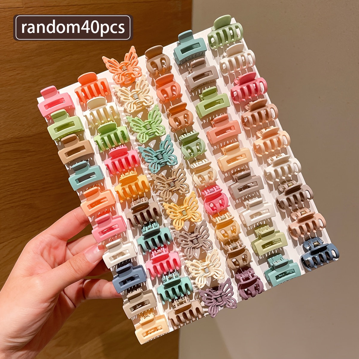 TEMU Lot de 40/100 pièces de mini-papillons carrés, et colorés, pinces à cheveux, adaptées pour les cheveux de princesse , petites pinces à cheveux