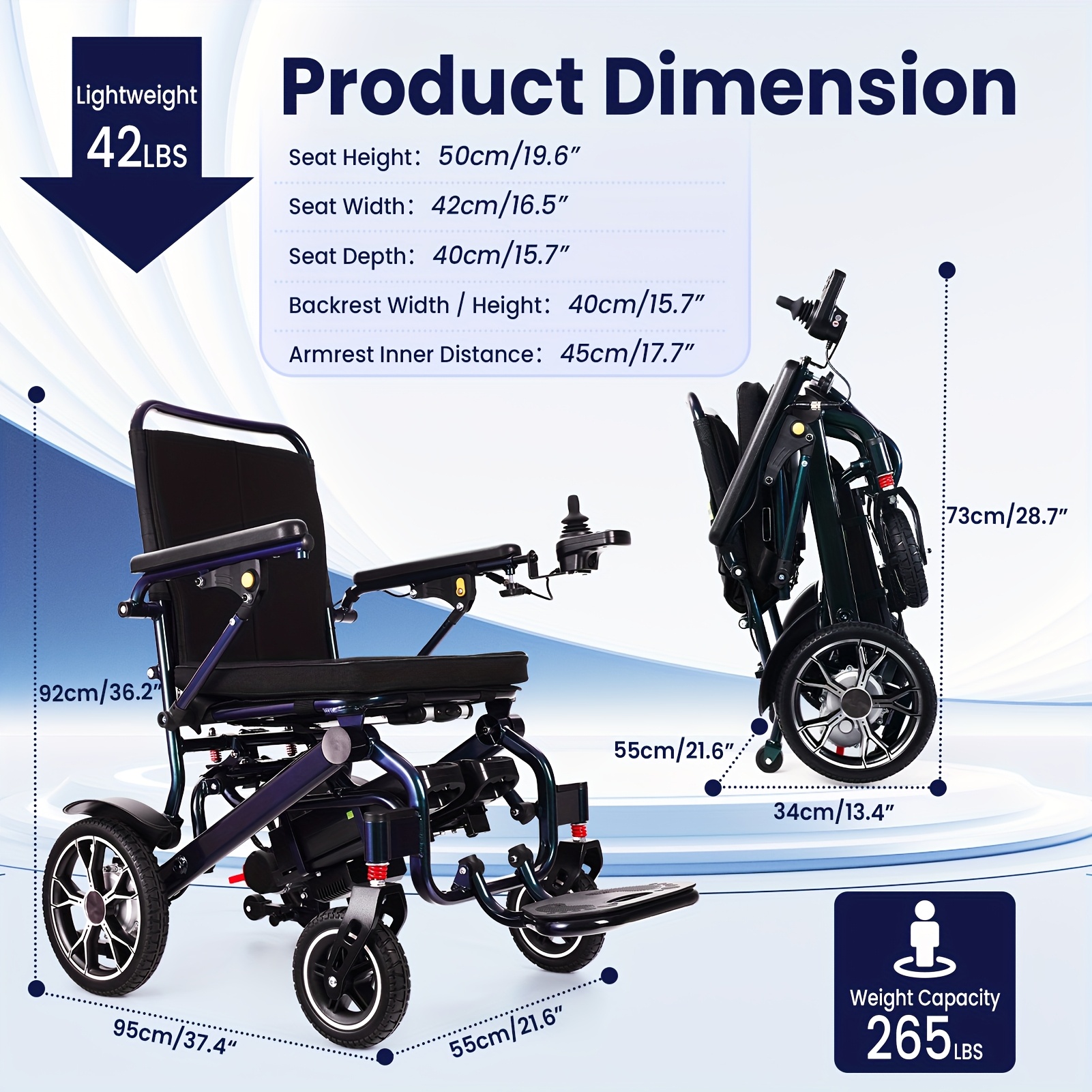 2025 new upgrade electric wheelchair for adults   lumbar   wheelchairs lightweight foldable motorized wheel chairs for seniors airline approved 18 5 wide seat Product details 9