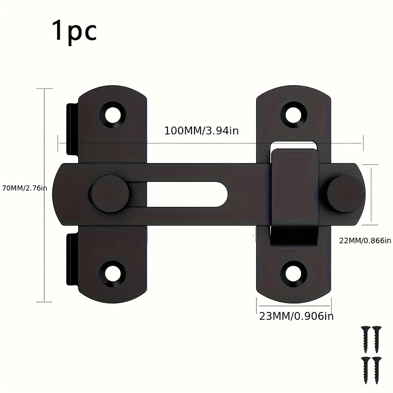 Image of 1pc Stainless Steel Barn Door Locks - 180° Flip Sliding Latch For Garage, Bathroom, And Outdoor Use