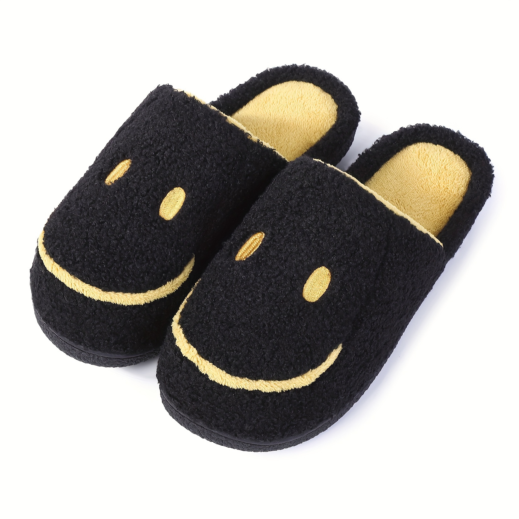 

Smile Face Pattern Slippers, Casual Slip On Plush Lined Shoes, Comfortable Indoor Home Slippers