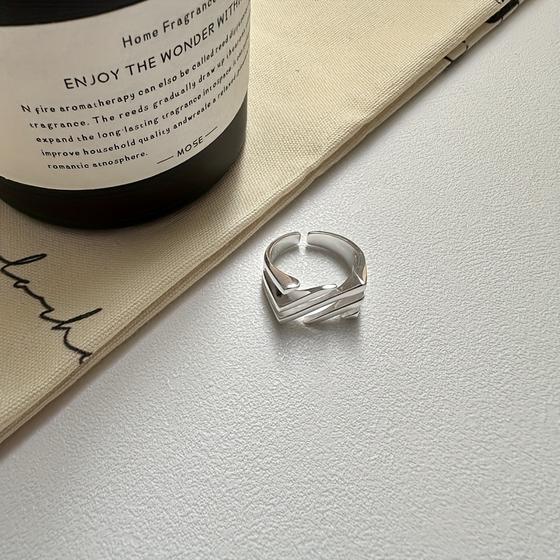 Women's Elegant Geometric Lines Ring, Ideal Gift